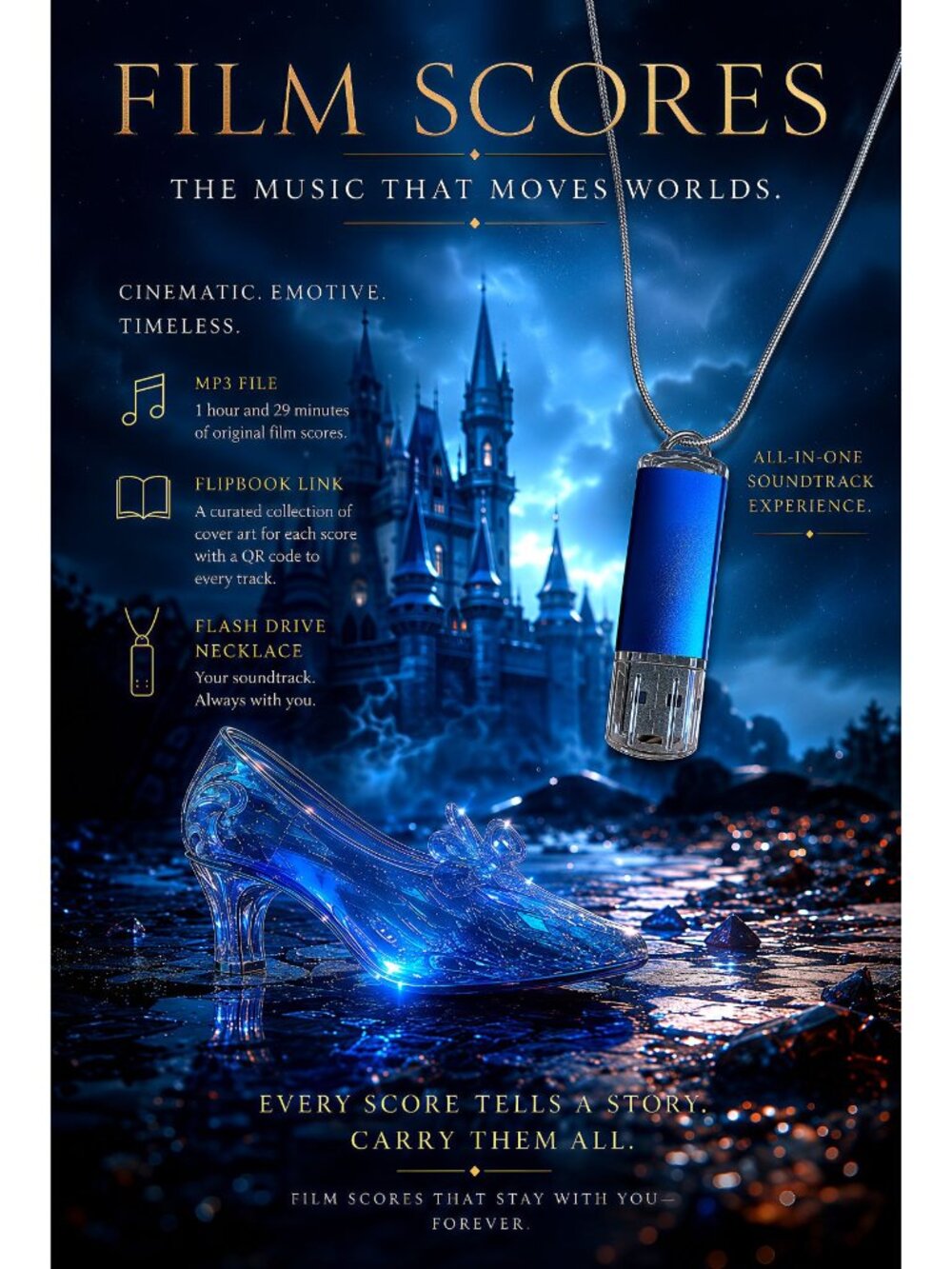 Music, Film Scores, Audiobook, Flash Drive Necklace